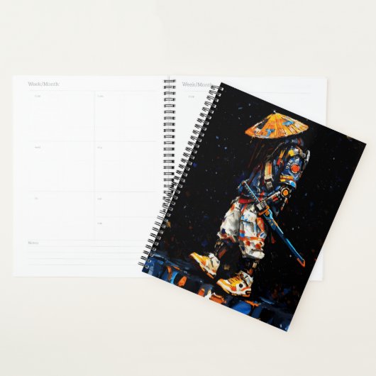 Cyber Ninja Palette Knife Neon Orange Impasto Planner (Display)