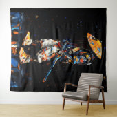 Cyber Ninja Palette Knife Neon Orange Impasto Wandkleed (In Situ (horizontaal))