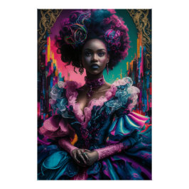 Cyber Nouveau Afro-Amerikaans Beauty Poster