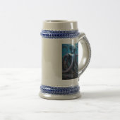 Cyber Octopus blauwe stein 2-zijdig Bierpul (Voorkant rechts)