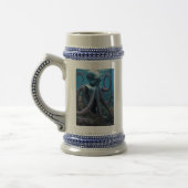 Cyber Octopus blauwe stein 2-zijdig Bierpul (Links)