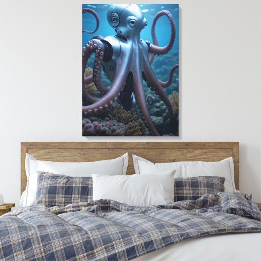 Cyber Octopus canvas print (Insitu (Slaapkamer))