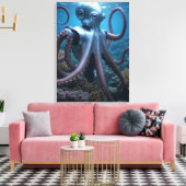 Cyber Octopus canvasprint Canvas Afdruk (Insitu (Woonkamer))