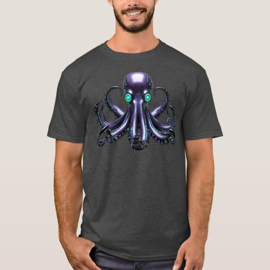 Cyber Octopus – futuristisch Zee T-shirt (Voorkant)