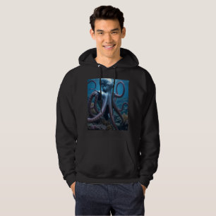 Cyber Octopus mannen zwarte hoodie