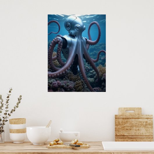 Cyber Octopus matte poster (Keuken)