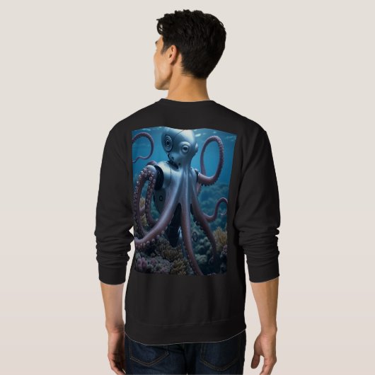 Cyber Octopus men black sweatshirt back (Achterkant volledig)