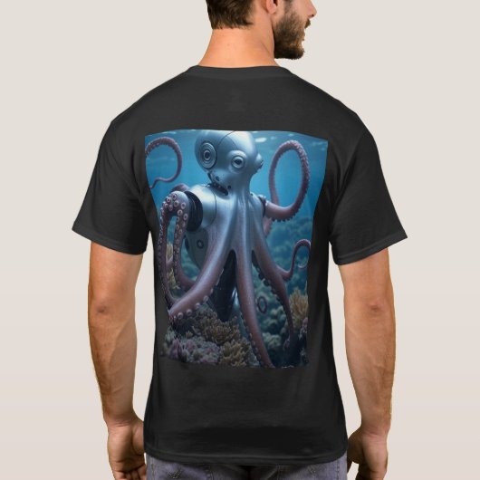 Cyber Octopus men black T-shirt back (Achterkant)