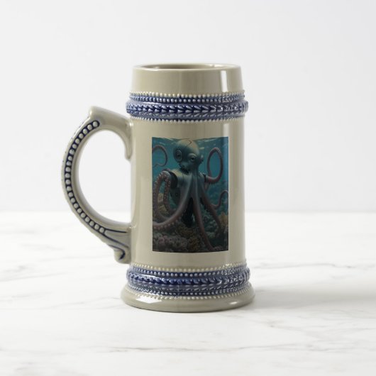 Cyber Octopus rechterhand blauwe stein Bierpul (Links)