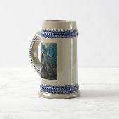 Cyber Octopus right hand blue stein Bierpul (Voorkant links)