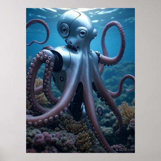 Cyber Octopus waardeposter Poster (Voorkant)