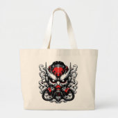 Cyber Oni: het masker van de rookkrijger Grote Tote Bag (Voorkant)