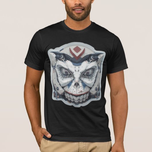 Cyber Oni: Het Mecha Duivelgezicht T-shirt (Voorkant)