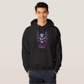 Cyber Oni — Neon Mask of the Future Hoodie (Voorkant volledig)