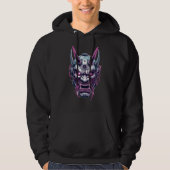 Cyber Oni — Neon Mask of the Future Hoodie (Voorkant)