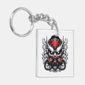 Cyber Oni: Smoke Warrior Mask Sleutelhanger (Voorkant Links)