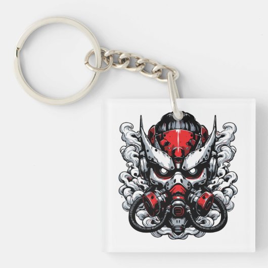Cyber Oni: Smoke Warrior Mask Sleutelhanger (Voorkant)