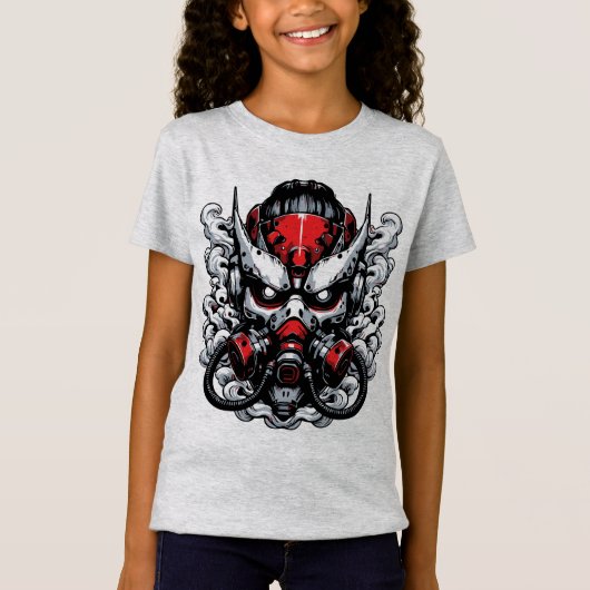 Cyber Oni: Smoke Warrior Mask T-shirt (Voorkant)
