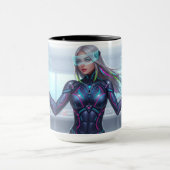 Cyber Oracle Mug – Futuristic Tech Anime Girl Mok (Midden)