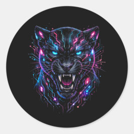 Cyber Panter Ronde Sticker