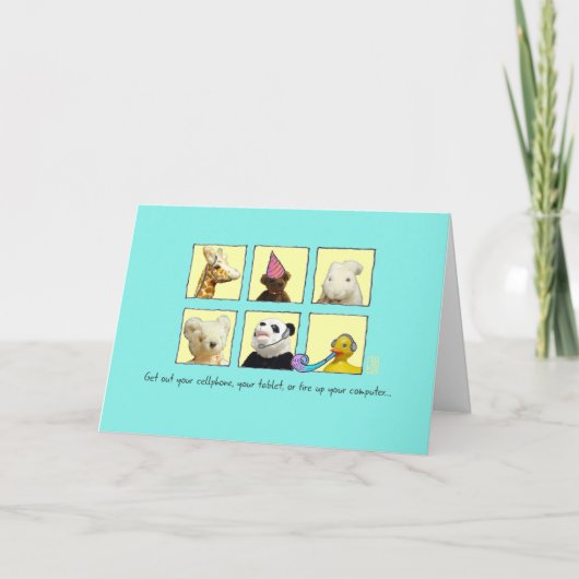Cyber Party Animals in Windows Birthday Card Kaart (Voorkant)