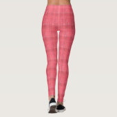 Cyber Pink Glitch Textured Plaid Pattern Leggings (Achterkant)