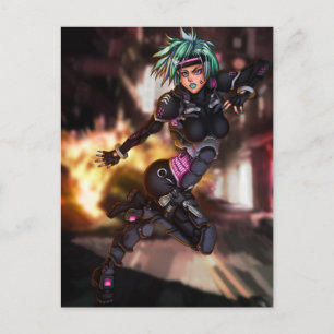 Cyber Police Girl Briefkaart