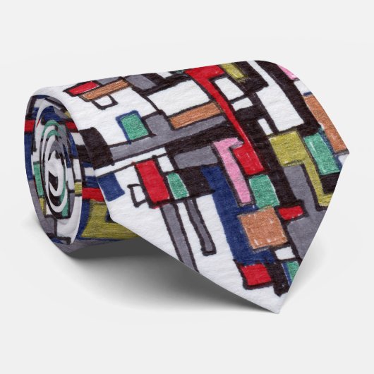 Cyber pop Abstracte Fractal Designed Stropdas (Opgerold)