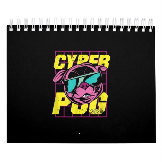 Cyber Pug 2021 Grappige Hond Pug Design Kalender (Hoes)