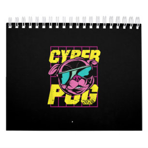 Cyber Pug 2021 Grappige Hond Pug Design Kalender