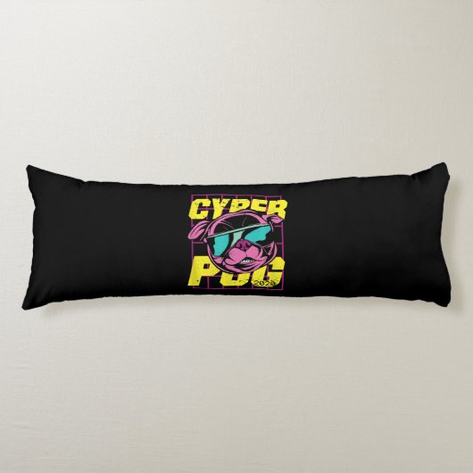 Cyber Pug 2021 Grappige Hond Pug Design Lichaamskussen (Voorkant)
