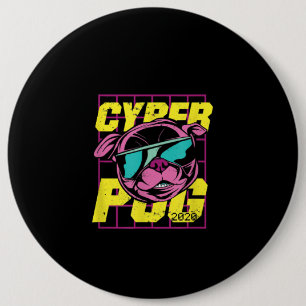 Cyber Pug 2021 Grappige Hond Pug Design Ronde Button 6,0 Cm
