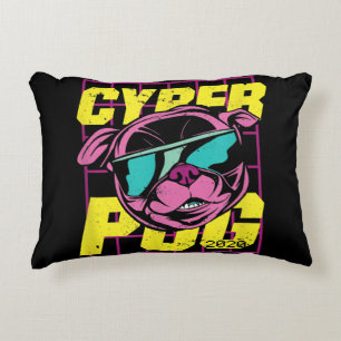 Cyber Pug   Cool Pug Dog Accent Kussen