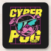 Cyber Pug | Cool Pug Dog Bier Onderzetter (Voorkant)