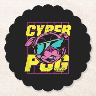 Cyber Pug   Cool Pug Dog Kartonnen Onderzetters