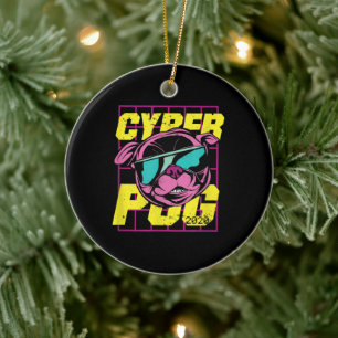 Cyber Pug Cool Pug Dog Keramisch Ornament