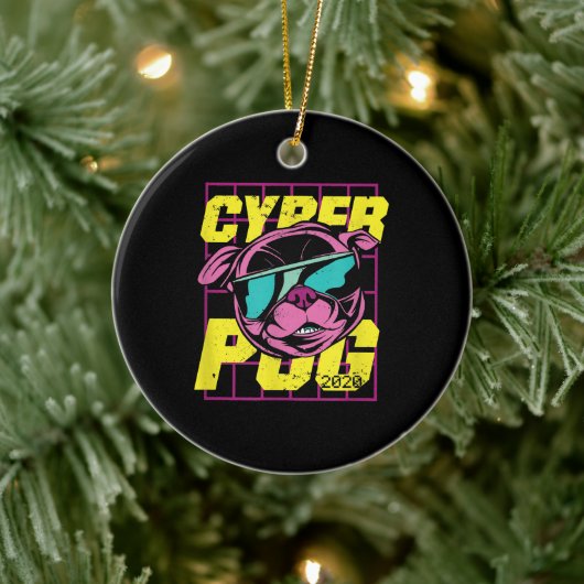 Cyber Pug | Cool Pug Dog Keramisch Ornament (Boom)