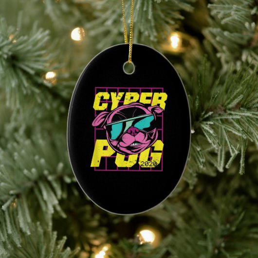 Cyber Pug | Cool Pug Dog Keramisch Ornament (Boom)
