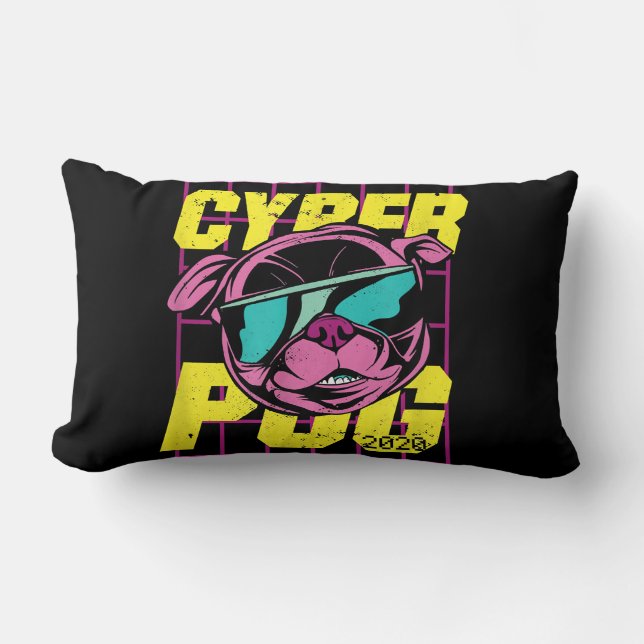 Cyber Pug | Cool Pug Dog Kussen (Voorkant)