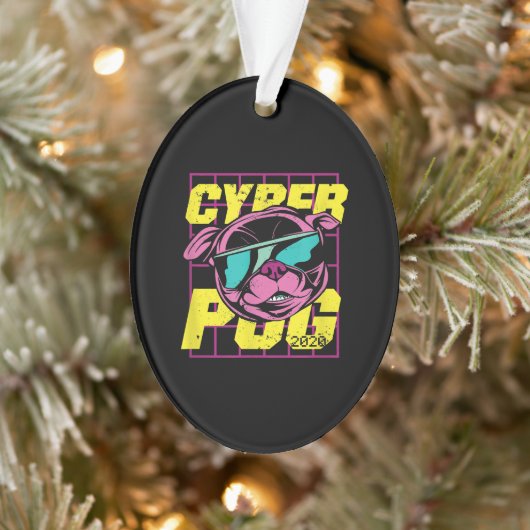 Cyber Pug | Cool Pug Dog Ornament (Boom)