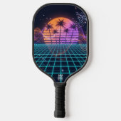 Cyber-Pulse Neon Soundwave Modern 80s  Pickleball Paddle (Achterkant)
