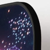 Cyber-Pulse Neon Soundwave Modern 80s  Pickleball Paddle (Links Detail)