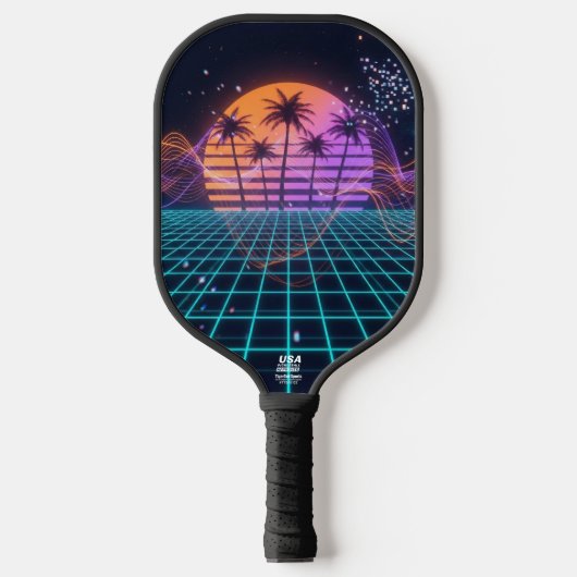 Cyber-Pulse Neon Soundwave Modern 80s  Pickleball Paddle (Voorkant)