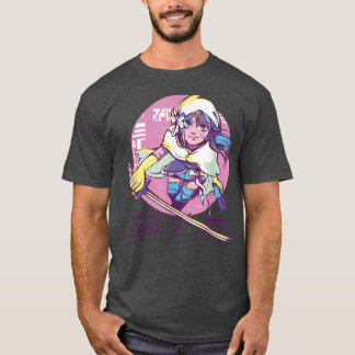 Cyber Punk Anime Warrior Girl Retro Kanji Japans T-shirt