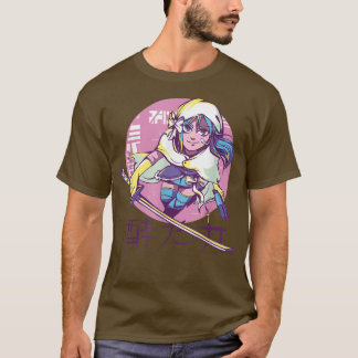 Cyber Punk Anime Warrior Girl Retro Kanji Japans T-shirt