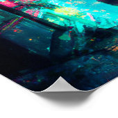 Cyber punk art City night neon borden Poster (Hoek)