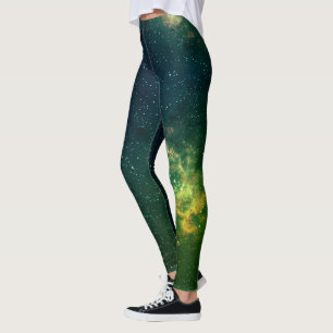 Cyber Punk Groen en Blauwe Galaxy Space Leggings