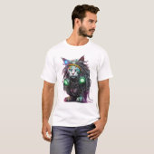 Cyber Rasta Cat Illustratie T-shirt (Voorkant volledig)