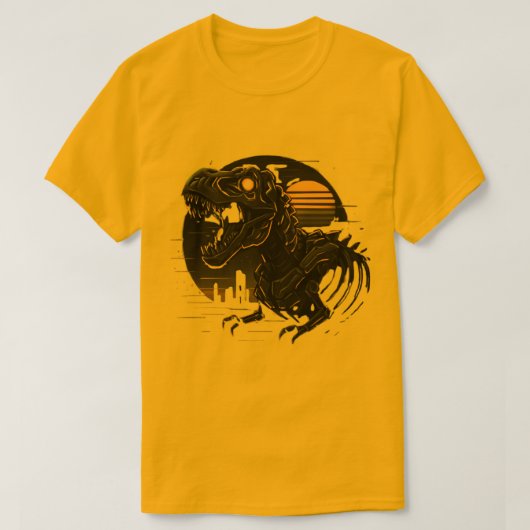 Cyber Rex Neon Skelet Vintage T-Shirt (Design voorkant)