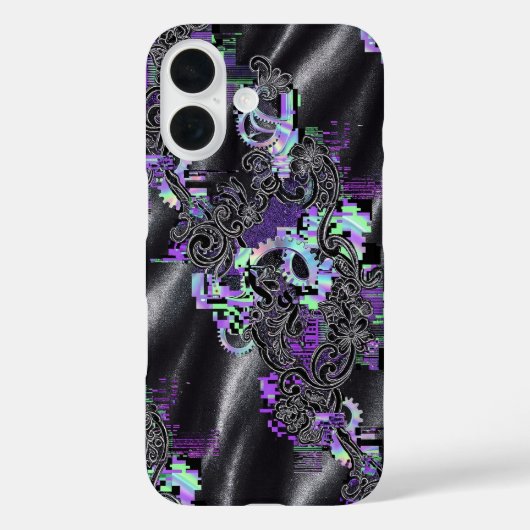 Cyber Romantische Glitch Kant Phone Case (Achterkant)